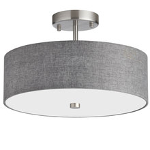 Dainolite 571-143SF-SC-GRY - 3 Light Incandescent Semi Flush Satin Chrome Finish with Grey Shade