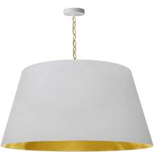 Dainolite BRY-XL-AGB-692 - 1 Light Brynn Extra Large Pendant, White/Gold Shade, Aged Brass