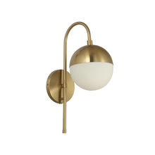 Dainolite DAY-71W-AGB - 1 Light Halogen Sconce Aged Brass w/ White Opal Glass Hardwire + Plug-In