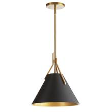 Dainolite NIC-101P-AGB-BK - 1 Light Incandescent Pendant, Aged Brass with Black Metal Shade