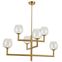 Dainolite NOR-326C-AGB-CLR - 6 Light Incandescent Aged Brass Chandelier w/ Clear Glass