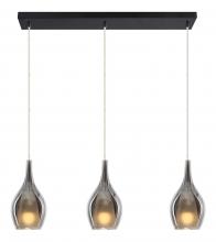 Matteo Lighting C37513MBSM - 3 LT "JERICHO" 28"L RECTANGLE CANOPY MATTE BLACK+ SM GLASS PENDANT E26