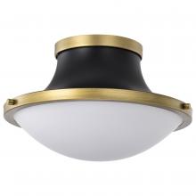 Nuvo 60/7905 - Lafayette 1 Light Flush Mount Fixture; 14 Inches; Matte Black Finish with Natural Brass Accents and