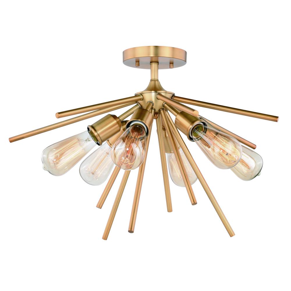 Estelle 24-in Semi Flush Ceiling Light Natural Brass