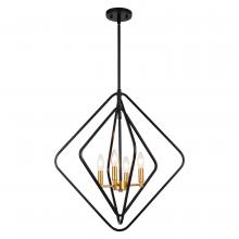  P0389 - Brady 22-in. 4 Light Pendant Black and Satin Brass