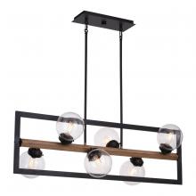 Vaxcel International H0257 - Bridgeview 38-in. 6 Light Linear Chandelier Oil Rubbed Bronze and Light Walnut