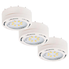 Canarm 3580LED-PL3WHT-C - 3-Light White LED Puck Kit: 3 x 8 LED, 3000K, 960 Lumens, 12W, Linkable, includes cords & hardware,