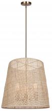 Canarm ICH2207B03GD18 - 3 Lt 18inch Wide Rod Chandelier, Natural Rattan, 60W Type A, 18inch W x 26.5 - 68.5inch H