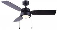 Canarm CF42WAL3BK - Cfan 42" WALLIS, 3 MDF Blades, Dual Mount, 1x15W Integrated LED, 900Lumen, 3000K, No Limiter