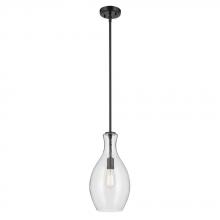 Kichler 42047BKCS - Everly 17.75" 1-Light Bell Pendant with Clear Seeded Glass in Black