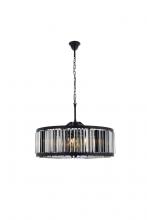 Elegant 1203D35MB-SS/RC - Chelsea 10 Light Matte Black Chandelier Silver Shade (Grey) Royal Cut Crystal