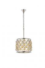 Elegant 1206D14PN-GT/RC - Madison 4 Light Polished Nickel Pendant Golden Teak (Smoky) Royal Cut Crystal