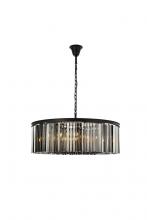 Elegant 1208G43MB-SS/RC - Sydney 10 Light Matte Black Chandelier Silver Shade (Grey) Royal Cut Crystal