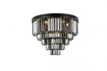 Elegant 1231F32MB-SS/RC - Sydney 17 Light Matte Black Flush Mount Silver Shade (Grey) Royal Cut Crystal