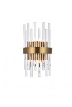  3000W8G - Dallas 2 Light Gold and Clear Wall Sconce Clear Royal Cut Crystal