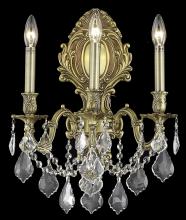 Elegant 9603W14FG/RC - Monarch 3 Light French Gold Wall Sconce Clear Royal Cut Crystal