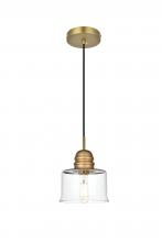 Elegant LD2253SG - Kenna 6.5 Inch Pendant Clear Shade in Satin Gold