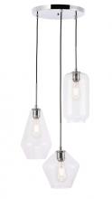  LD2268C - Gene 3 Light Chrome and Clear Glass Pendant