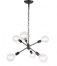 Elegant LD5033D16BK - Nolan 6 Light Black Pendant