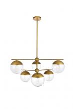 Elegant LD6145BR - Eclipse 6 Lights Brass Pendant With Clear Glass