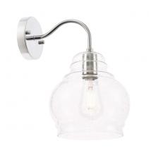 Elegant LD6193C - Pierce 1 light Chrome and Clear seeded glass wall sconce