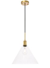 Elegant LD6230BR - Hugh 1 light Brass and Clear glass pendant