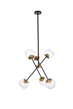 Elegant LD656D24BRK - Axl 24 inch pendant in black and brass with clear shade