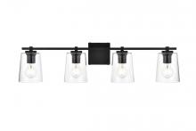 Elegant LD7310W33BLK - Kacey 4 Light Black and Clear Bath Sconce