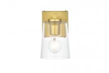 Elegant LD7310W5BRA - Kacey 1 Light Brass and Clear Bath Sconce