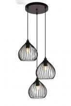 Elegant LDPD2095 - Sayer Collection Pendant D16.0 H23.1 Lt:3 Black Finish