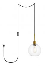  LDPG6206BR - Emett 1 Light Brass and Clear Glass Plug in Pendant