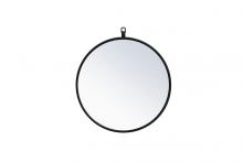 Elegant MR4718BK - Metal Frame Round Mirror with Decorative Hook 18 Inch in Black