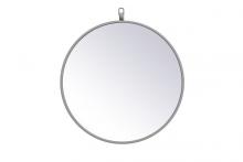 Elegant MR4718GR - Metal Frame Round Mirror with Decorative Hook 18 Inch in Grey