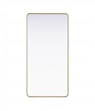 Elegant MR8A3060BRA - Contour Metal Rectangle Mirror 30x60 in Brass