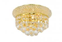 Elegant V1800F10G/RC - Primo 3 Light Gold Flush Mount Clear Royal Cut Crystal