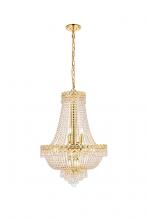  V1900D20G/RC - Century 12 Light Gold Chandelier Clear Royal Cut Crystal