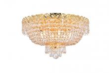  V1900F18G/RC - Century 6 Light Gold Flush Mount Clear Royal Cut Crystal