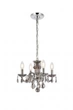 Elegant V7804D15SS-SS/RC - Rococo 4 Light Silver Shade Pendant Silver Shade (Grey) Royal Cut Crystal