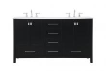 Elegant VF18860DBK - 60 inch Double Bathroom Vanity in Black
