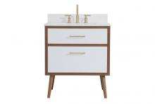Elegant VF41030WH-BS - 30 inch bathroom Vanity in White with Backsplash