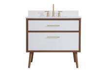 Elegant VF41036WH-BS - 36 inch bathroom Vanity in White with Backsplash