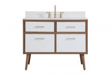 Elegant VF41042WH-BS - 42 inch bathroom Vanity in White with Backsplash