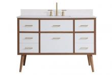 Elegant VF41048WH-BS - 48 inch bathroom Vanity in White with Backsplash