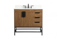 Elegant VF48836WB-BS - 36 Inch Single Bathroom Vanity in Walnut Brown with Backsplash