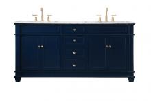 Elegant VF50072DBL - 72 inch Double Bathroom Vanity set in Blue