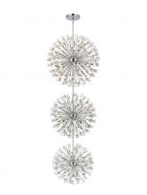 Elegant 2500G44L3C - Vera 44 Inch Three Tiers Crystal Starburst Chandelier in Chrome