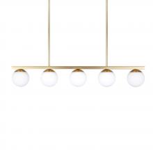 Russell Lighting 488-405/SG/OP - Eclipse - 5 Light Linear Pendant in Soft Gold with Opal Glass