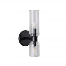 Russell Lighting WL7091/BK - Moru - 2 Light Wall Sconce in Black with Clear Ribbed  Glass