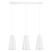 Eglo Canada 201528A - 3 LT Linear Pendant w/ White Finish & White Metal Cone Shaped Shades
