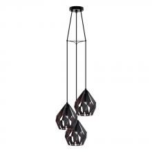 Eglo Canada 202041A - 3 LT Cascade Pendant w/ Black Finish & Black & Copper Shades